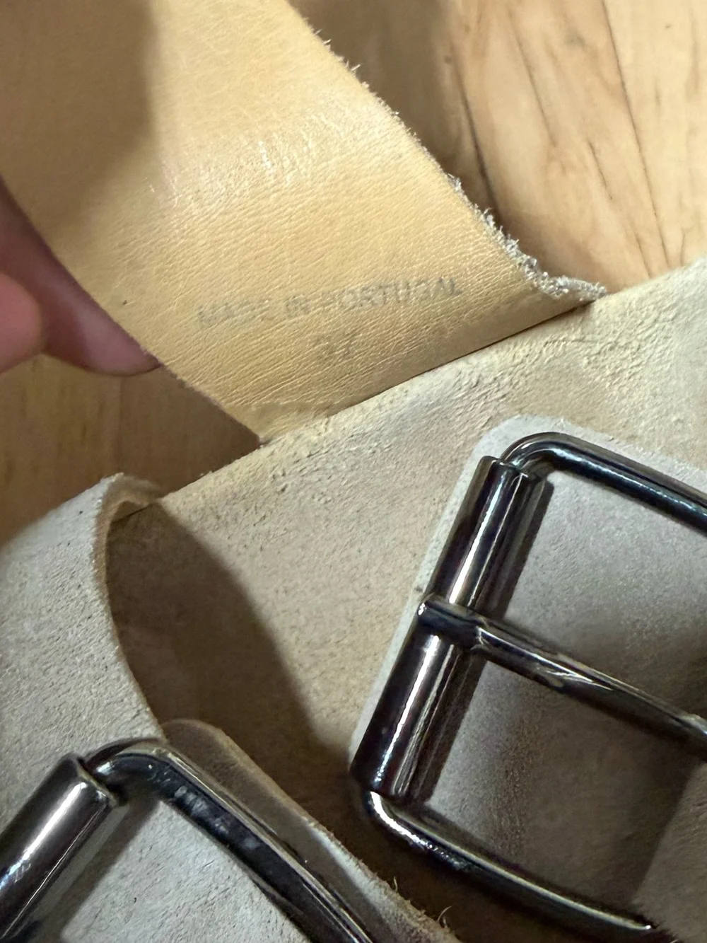 Mikuta Beige Double Buckle Suede Slide Sandals 37 - Picture 3 of 10